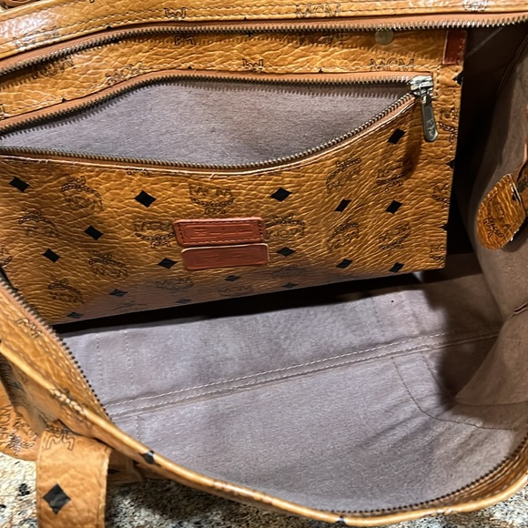 MCM Munchen MADE IN GERMANY  cognac tan signature canvas and leather tote bag - Picture 12 of 13